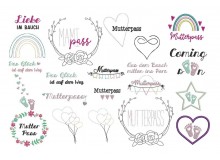 Stickserie - Mutterpass Motive Vol. 2 inkl. Mukipass Schriftzug